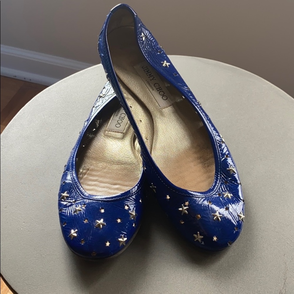 Jimmy Choo Royal Blue Patent Leather Flats